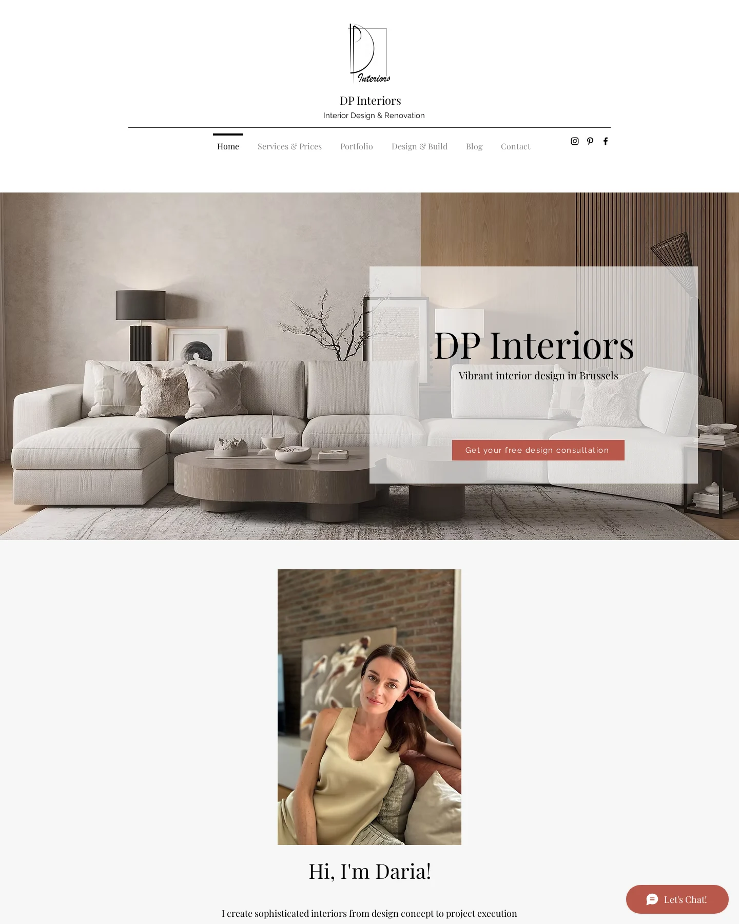 Головна сторінка сайту DP Interiors
